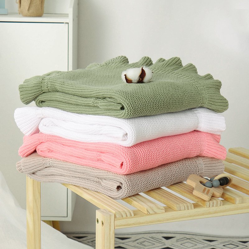 Hot Sale Solid Color Baby Knitted Blanket Mimixiong