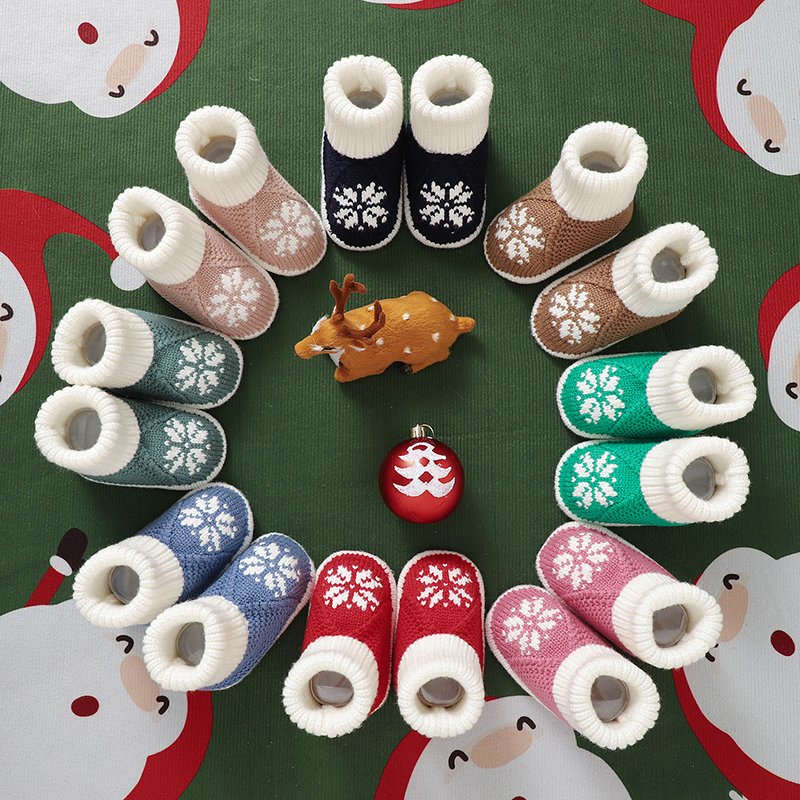 Christmas Snowflake Baby Booties Knitted Socks Mimixiong