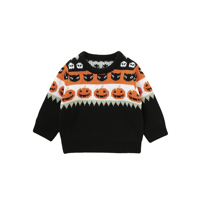 Halloween Pumpkin Design Kids Baby Knitted Sweater Mimixiong