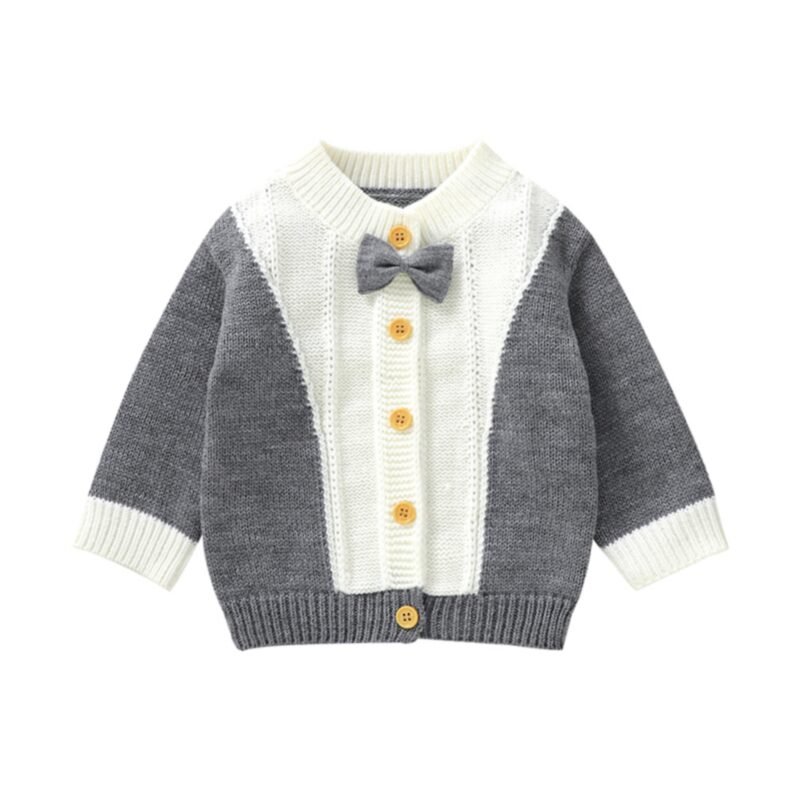 mimixiong High quality Soft Warm Clothes for Newborn Baby Kids Autumn Winter Long Sleeve Handsome Bowknot Jersey Cardigan