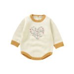 Mimixiong Baby Knitted Romper Embroidery Heart Pattern Newborn Baby Clothes Romper O-Neck Jumpsuits