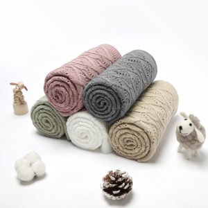 Mimixiong Breathable Baby Knitted Throw Blankets Swaddle Bedding Blanket for Kids