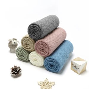 Solid Newborn Baby Gift Knitted Blanket Mimixiong