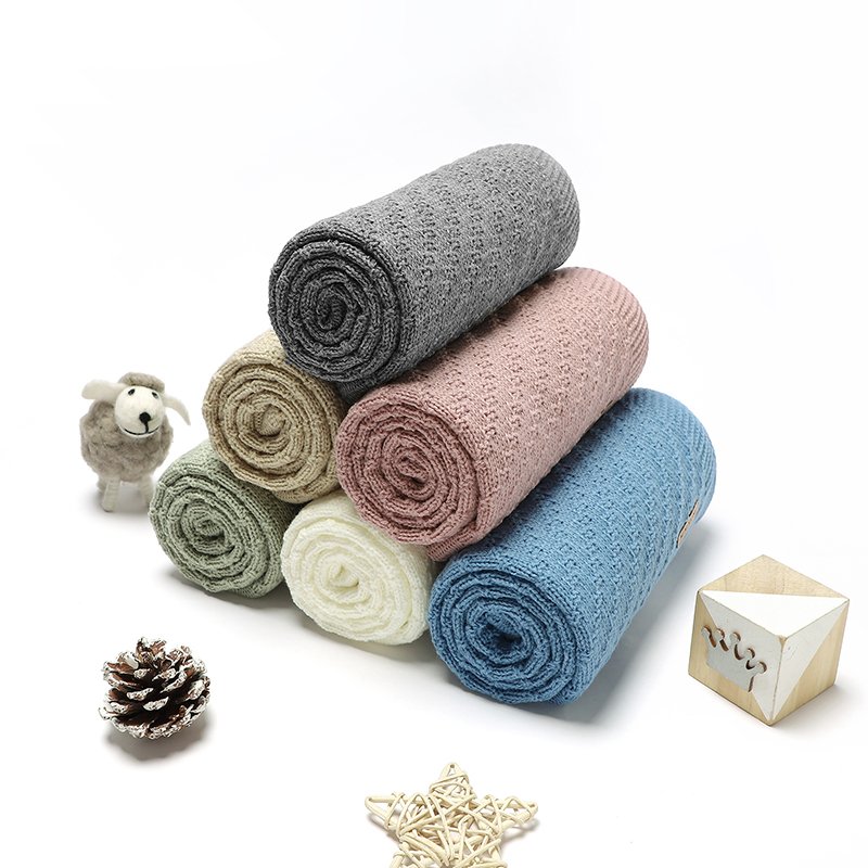 Solid Newborn Baby Gift Knitted Blanket Mimixiong