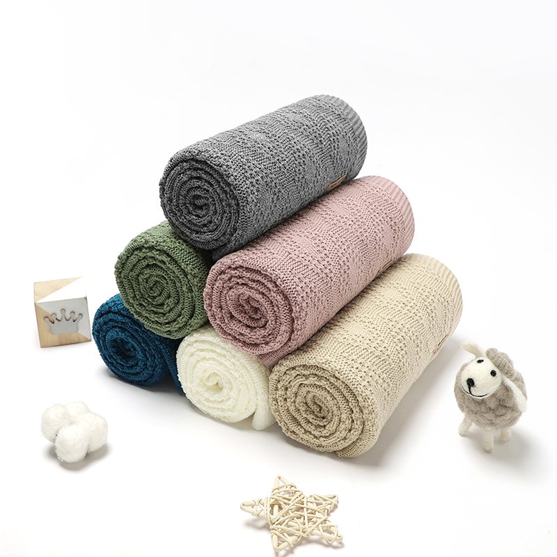 Knitted Crib Crochet Baby Throws Blanket Mimixiong