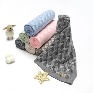 Knitted Newborn Throw Blanket Plaid Striped Mimixiong