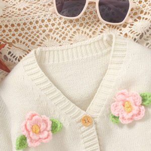 Hot Sale Flower Pattern Baby Girl Knitted Cardigan Mimixiong
