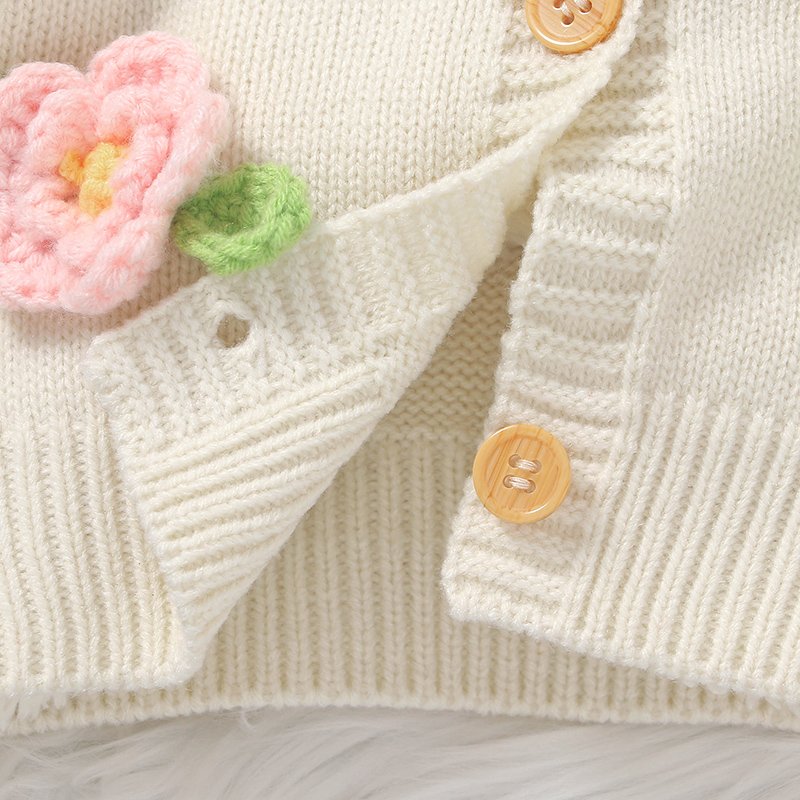 Hot Sale Flower Pattern Baby Girl Knitted Cardigan Mimixiong