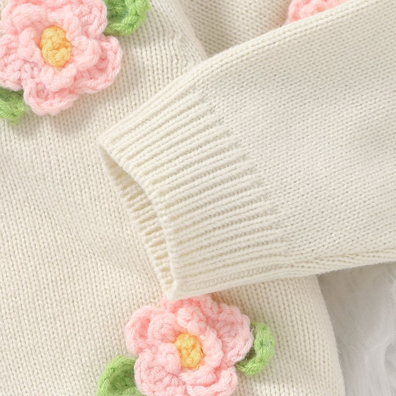 Hot Sale Flower Pattern Baby Girl Knitted Cardigan Mimixiong