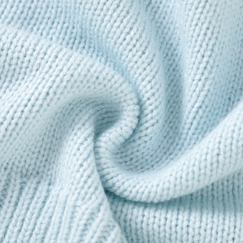 Newborn Crochet Knit Baby Blue Romper with Embroidery Mimixiong