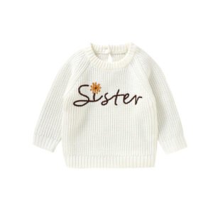 Top Hand Embroidery Baby Sweater Crew Neck Toddler Top Mimixiong