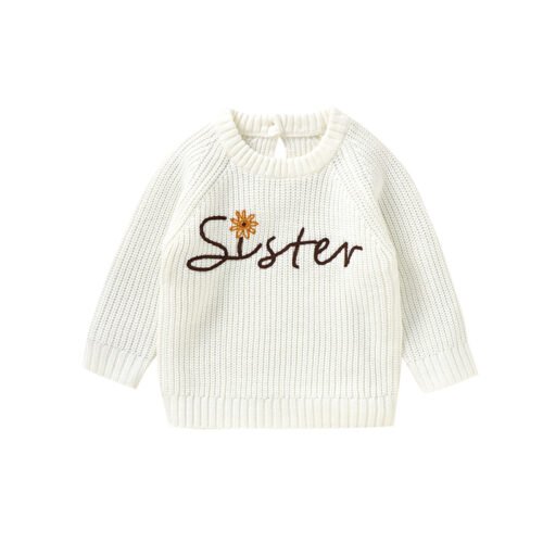 Top Hand Embroidery Baby Sweater Crew Neck Toddler Top Mimixiong