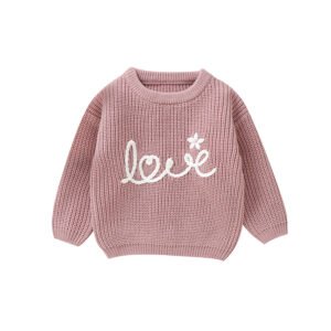 Hand Embroidery Love Pattern Baby Sweaters MIMIXIONG