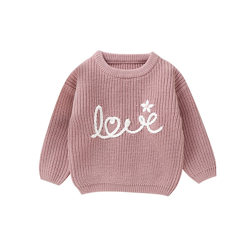 Hand Embroidery Love Pattern Baby Sweaters MIMIXIONG