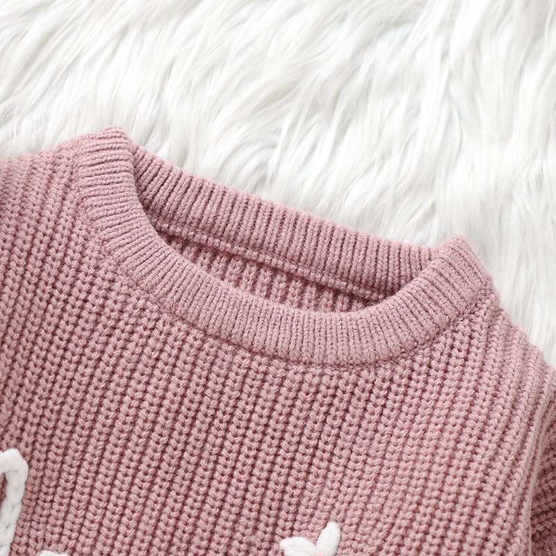 Hand Embroidery Love Pattern Baby Sweaters MIMIXIONG