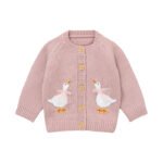Mimixiong Duck Design Long Sleeve Baby Girls Coat Knitted Cardigan Kid Clothing