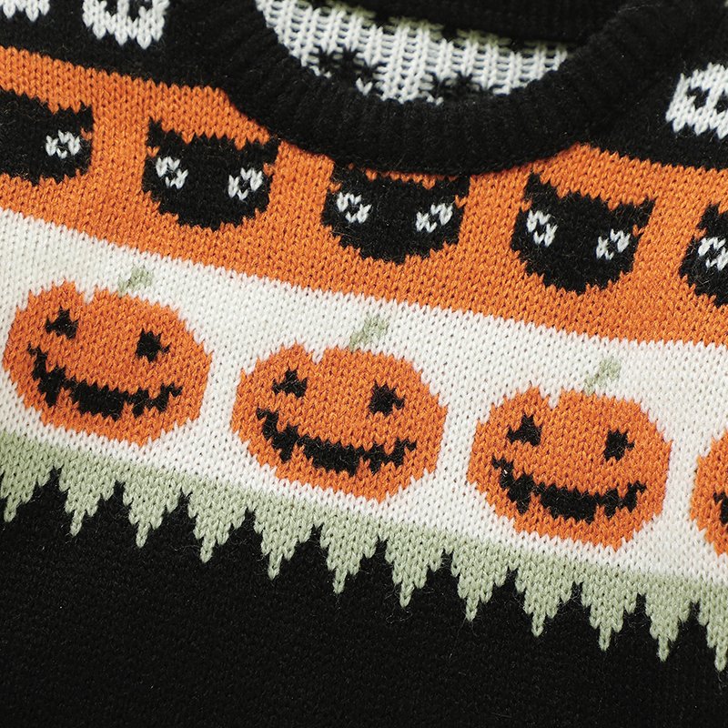 Halloween Pumpkin Design Kids Baby Knitted Sweater Mimixiong