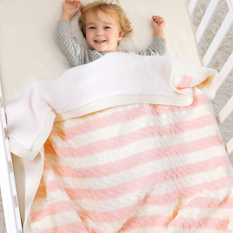 Striped Knitted Baby Swaddle Wraps Baby Blanket Mimixiong