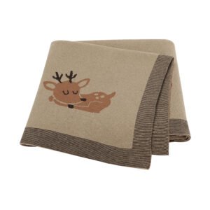 Hot sale Deer Pattern OEM Baby Knitted Blanket Mimixiong