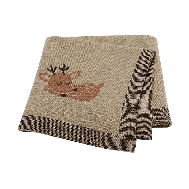 Hot sale Deer Pattern OEM Baby Knitted Blanket Mimixiong