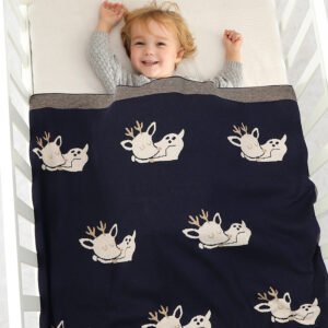 Hot sale Deer Pattern OEM Baby Knitted Blanket Mimixiong