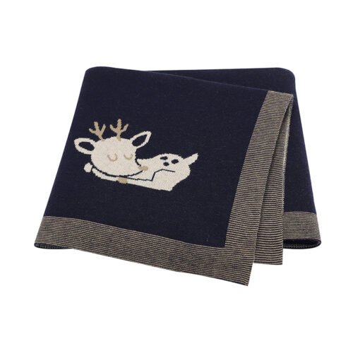 Hot sale Deer Pattern OEM Baby Knitted Blanket Mimixiong