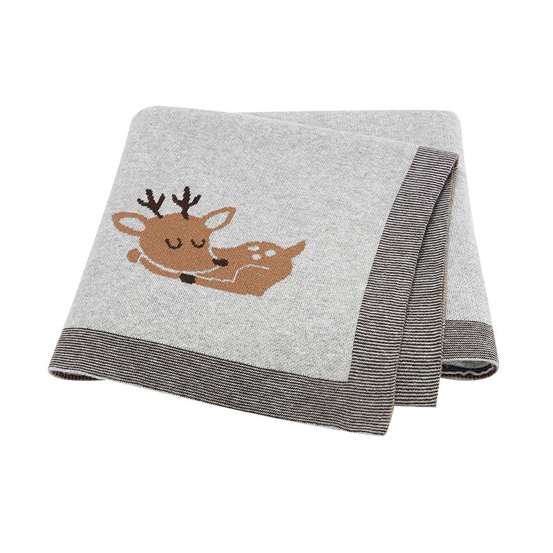 Hot sale Deer Pattern OEM Baby Knitted Blanket Mimixiong