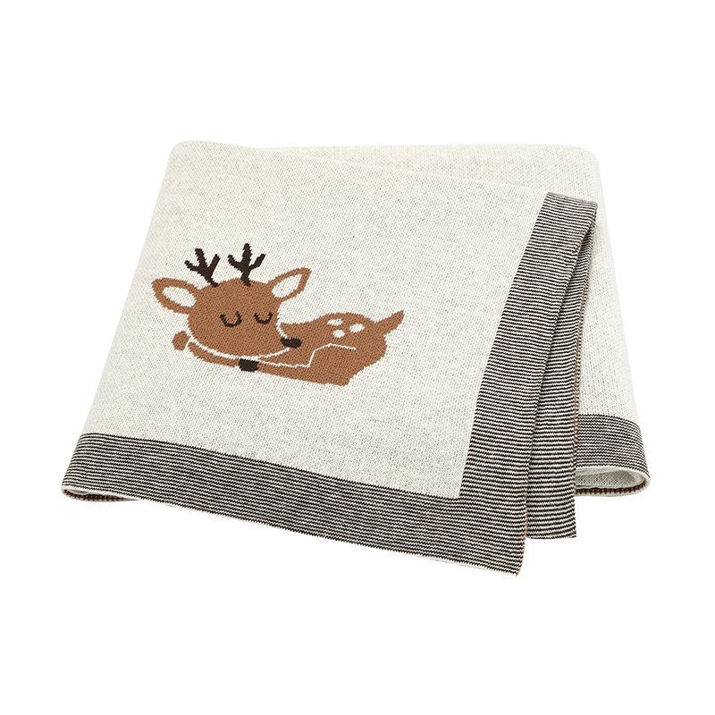 Hot sale Deer Pattern OEM Baby Knitted Blanket Mimixiong
