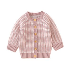 New Style Mimixiong Custom Handmade Striped Pattern Knitted Newborn Baby Cute Sweater Coat