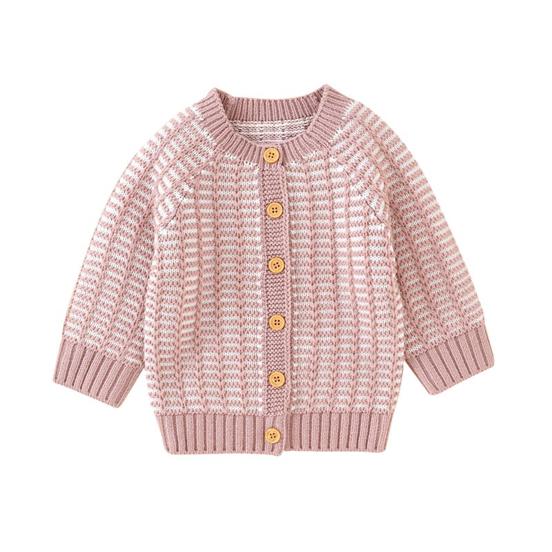 New Style Mimixiong Custom Handmade Striped Pattern Knitted Newborn Baby Cute Sweater Coat