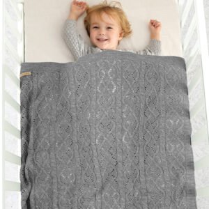 Mimixiong Breathable Baby Knitted Throw Blankets Swaddle Bedding Blanket for Kids