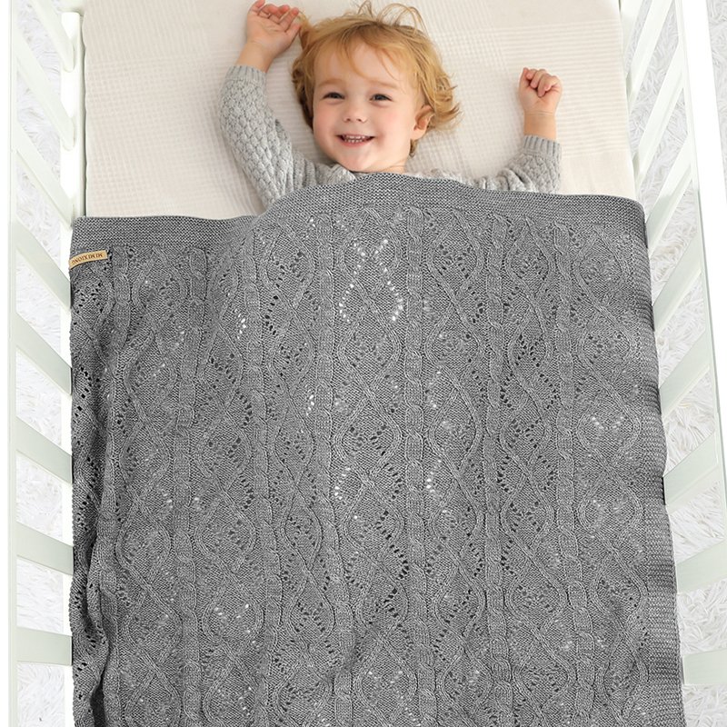 Mimixiong Breathable Baby Knitted Throw Blankets Swaddle Bedding Blanket for Kids