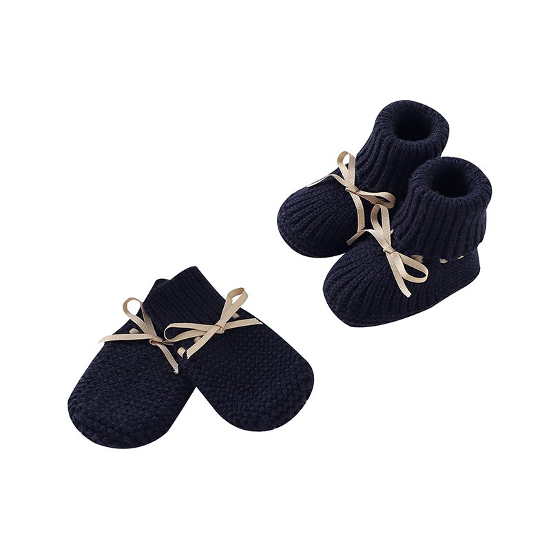 Mimixiong Wholesale Knitted Newborn Baby Shoes Solid Color Winter Warm Suit for Baby Boy Girl