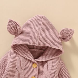 Custom Baby Sweater Cardigan with Hood & Animal Ears