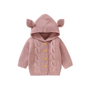 Custom Baby Sweater Cardigan with Hood & Animal Ears