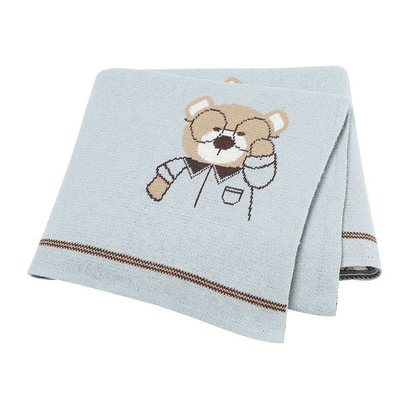 Bear Pattern 100%Cotton Knitted Baby Blanket Mimixiong