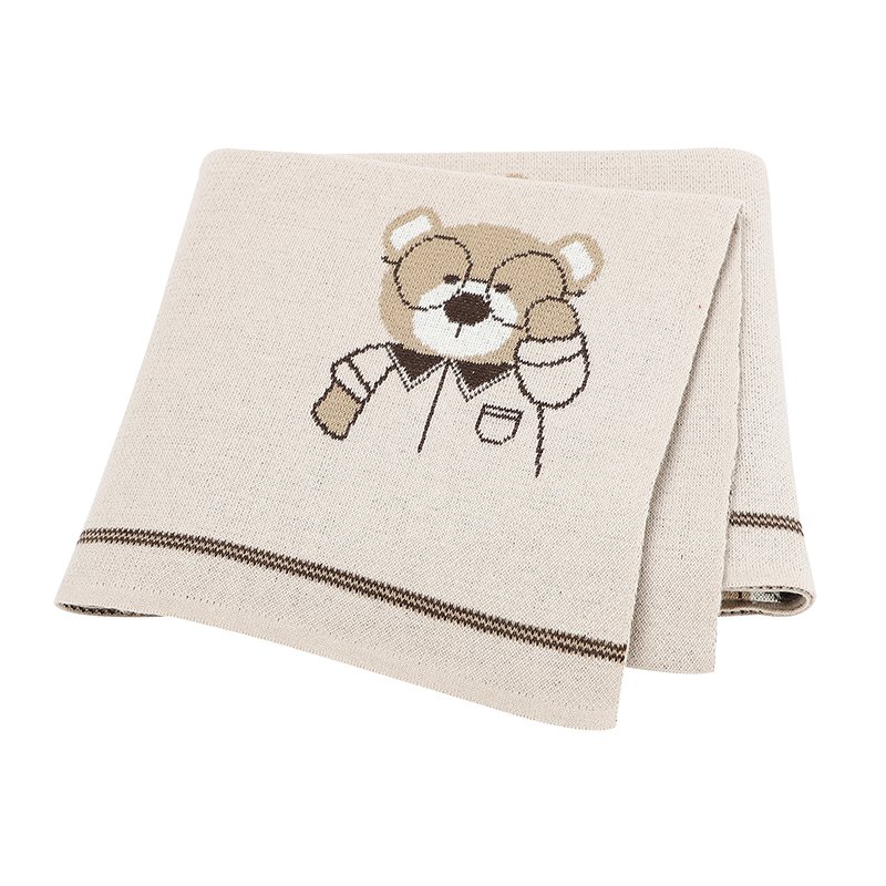 Bear Pattern 100%Cotton Knitted Baby Blanket Mimixiong