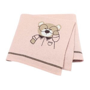 Bear Pattern 100%Cotton Knitted Baby Blanket Mimixiong