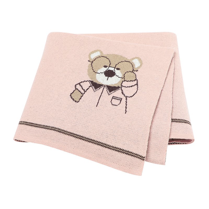 Bear Pattern 100%Cotton Knitted Baby Blanket Mimixiong