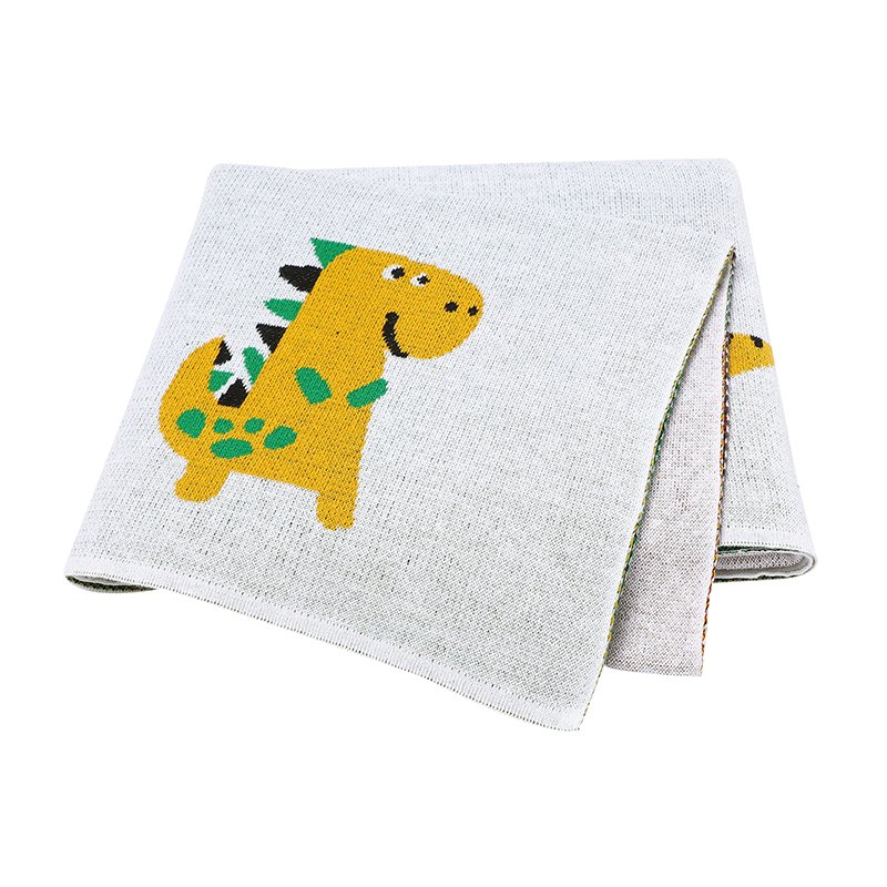 Dinosaur Patterned Cotton Knitted Soft Baby Blanket Mimixiong