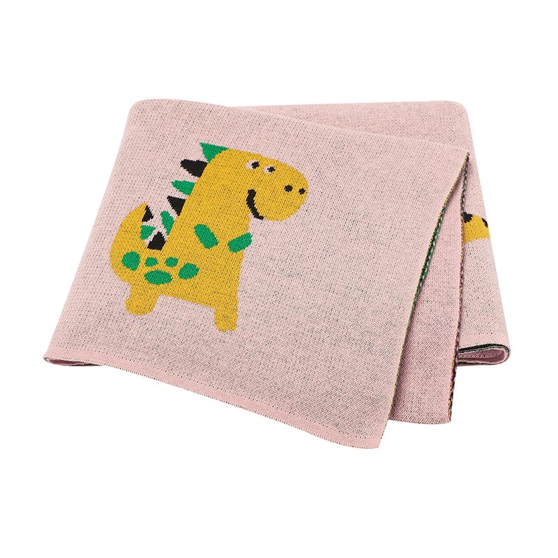 Dinosaur Patterned Cotton Knitted Soft Baby Blanket Mimixiong