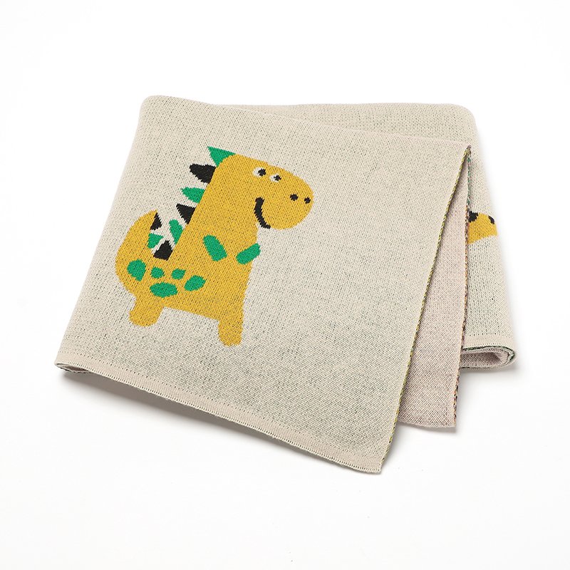 Dinosaur Patterned Cotton Knitted Soft Baby Blanket Mimixiong