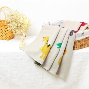 Dinosaur Patterned Cotton Knitted Soft Baby Blanket Mimixiong