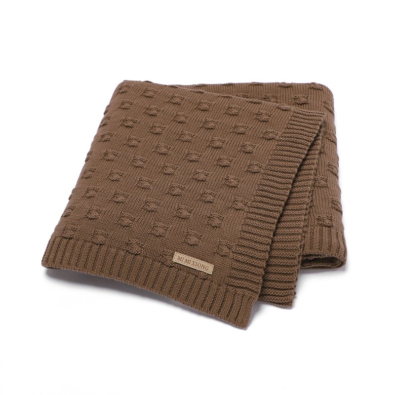 Solid Cotton Yarn Baby Knitted Blanket Mimixiong