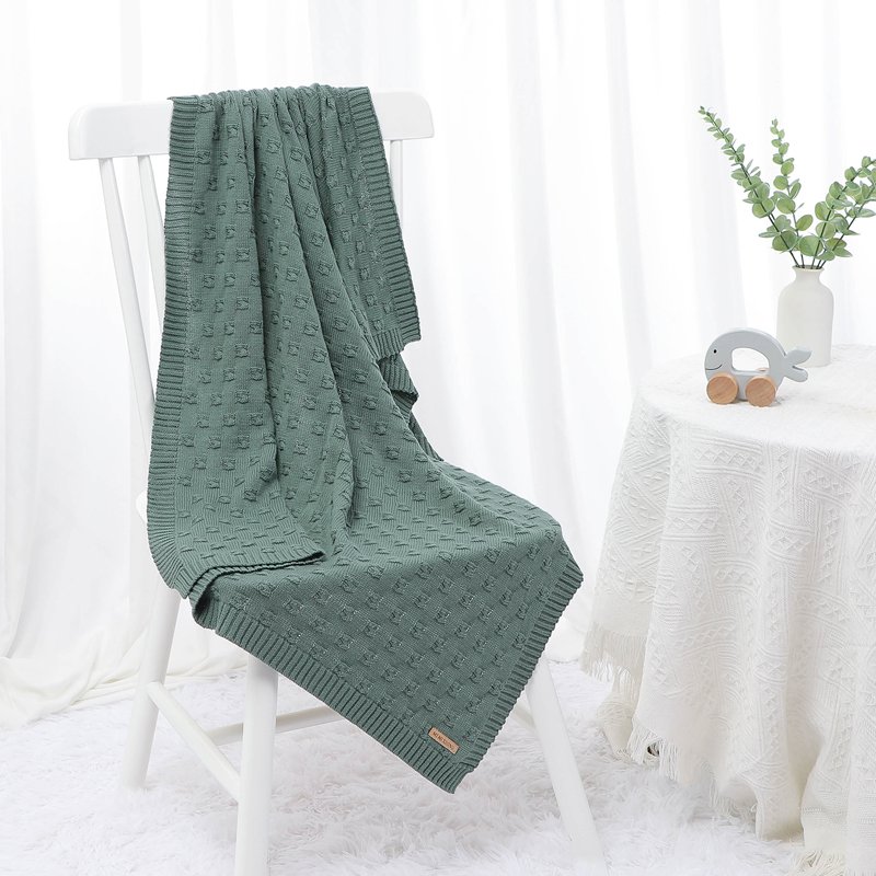 Solid Cotton Yarn Baby Knitted Blanket Mimixiong