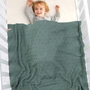 Solid Cotton Yarn Baby Knitted Blanket Mimixiong