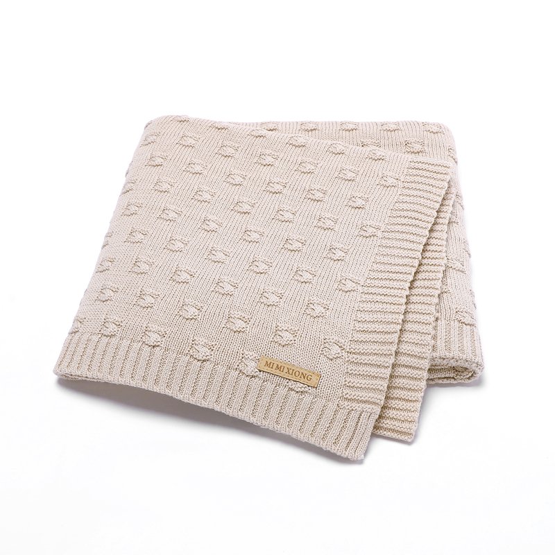 Solid Cotton Yarn Baby Knitted Blanket Mimixiong