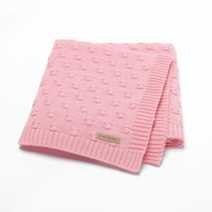 Solid Cotton Yarn Baby Knitted Blanket Mimixiong