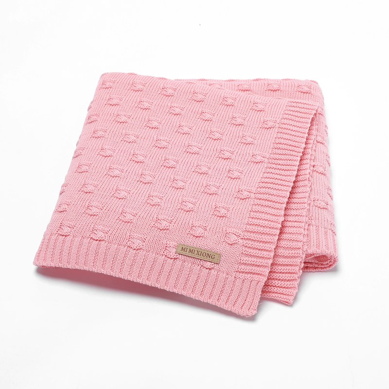 Solid Cotton Yarn Baby Knitted Blanket Mimixiong