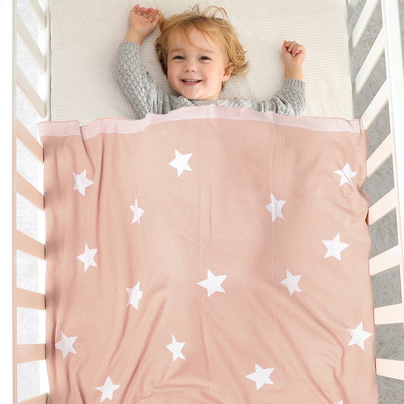 Newborn Babi Reversible Stars Knitted Blanket Mimixiong